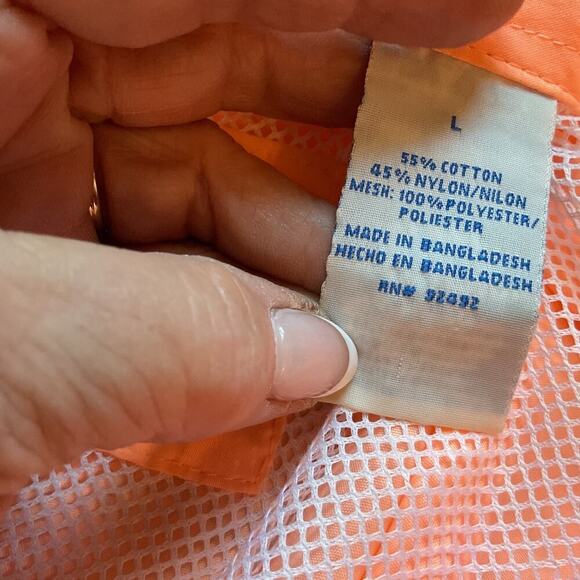 Branson Bay Men's Short Sleeve Button Up Fishing Shirt Orange Vented Size L - Picture 5 of 7